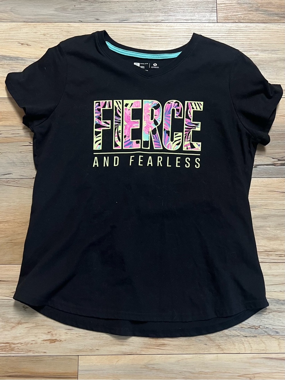 “Fierce”  Girls Plus Size 3XL (22 1/2)  Black Graphic Tee